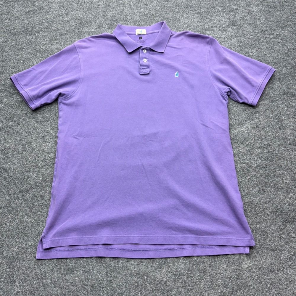 Johnnie-O Hangin Out Purple Pique Polo Shirt Mens Large Short Sleeve Logo - Picture 1 of 9